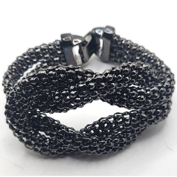 Gunmetal Love Knot Chunky Chain Bracelet Box Clasp 8.5in - Picture 2 of 6